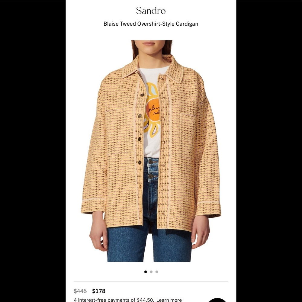 🌟💛 Sandro
Blaise Tweed Overshirt-Style Cardigan size 1